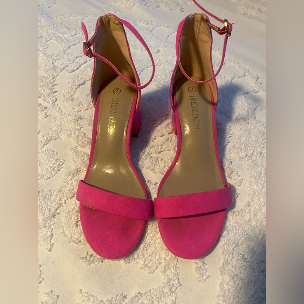 Pink Thick Heel Women's Sandals by Dream Pairs